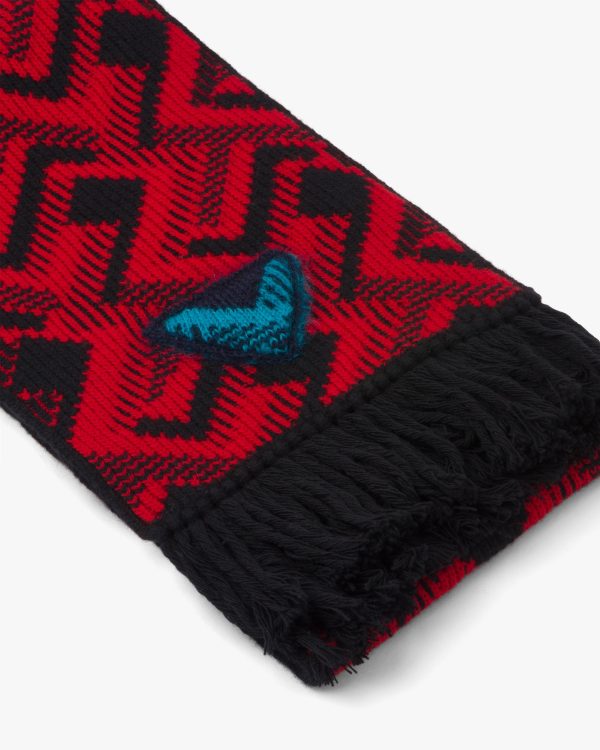 Black/red Wool and cashmere jacquard scarf - Image 4