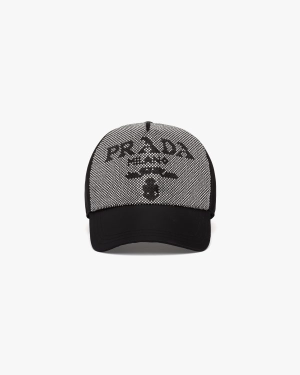 Black/steel Studded Re-Nylon baseball cap