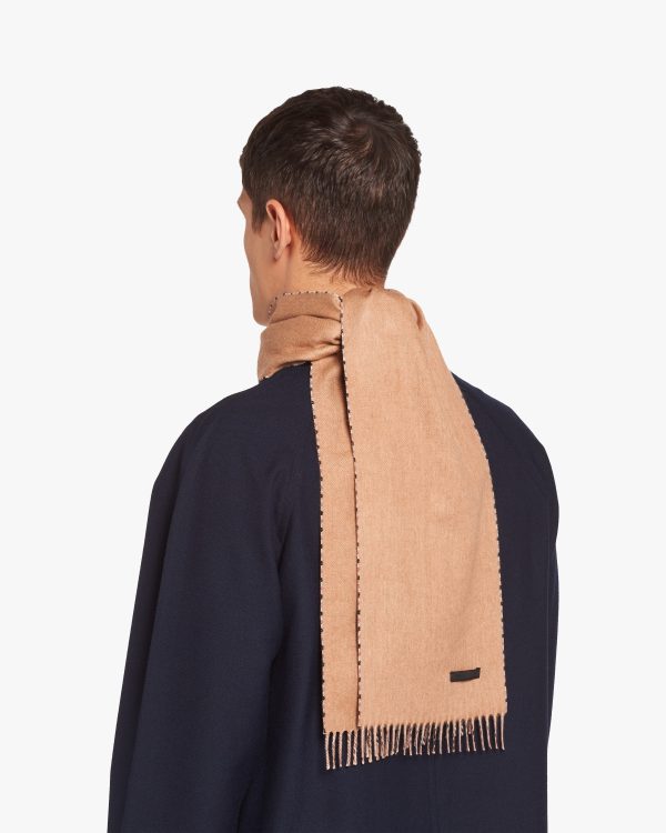 Camel Brown Double cashmere scarf - Image 3