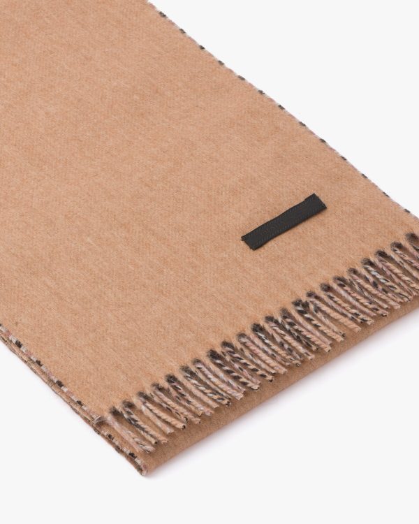 Camel Brown Double cashmere scarf - Image 4