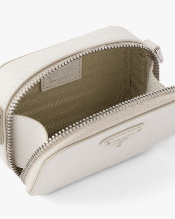 Chalk White Saffiano Leather Mini Pouch - Image 2