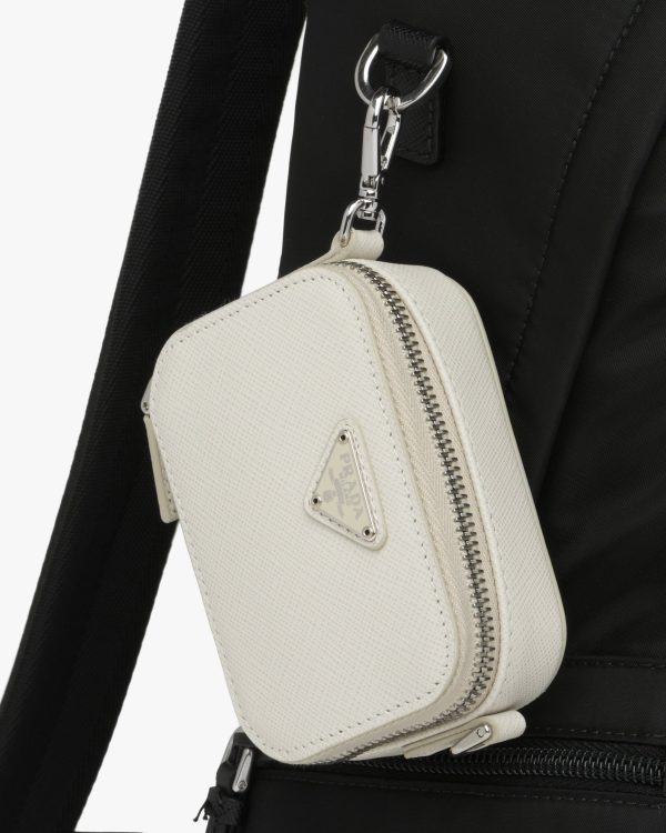 Chalk White Saffiano Leather Mini Pouch - Image 5