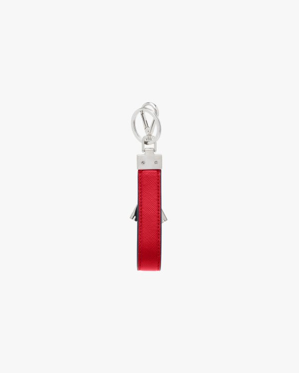 Fiery Red Saffiano Leather Keychain - Image 3