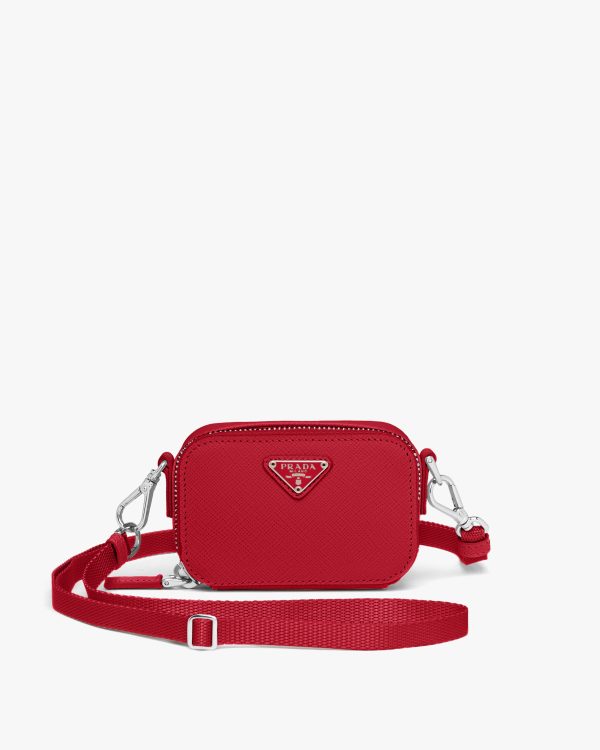 Fiery Red Saffiano Leather Mini Pouch