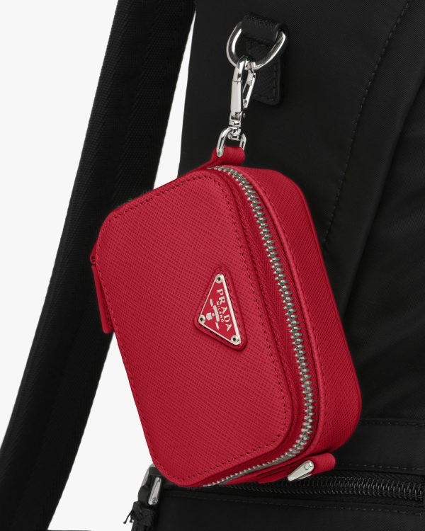 Fiery Red Saffiano Leather Mini Pouch - Image 2