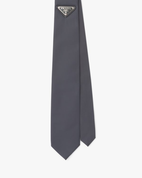 Grey Re-Nylon gabardine tie