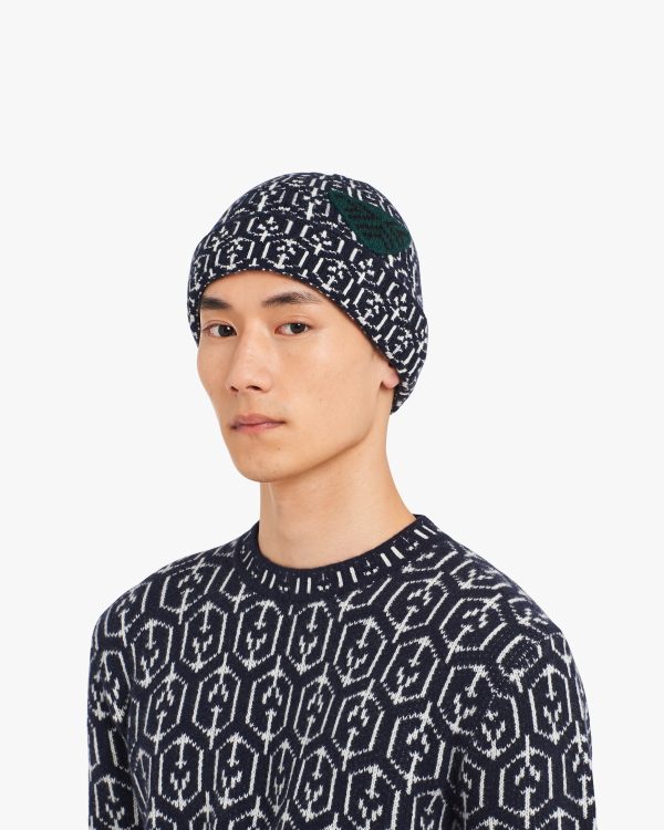 Navy Cashmere and wool beanie - Image 2
