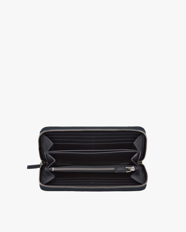 Navy Ostrich Leather Zip Around Wallet - Image 2