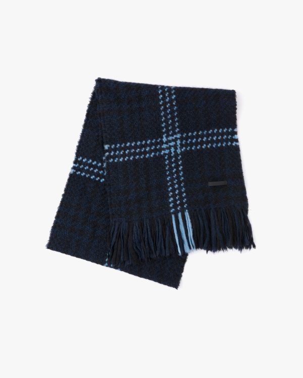 Navy Prince of Wales checked scarf