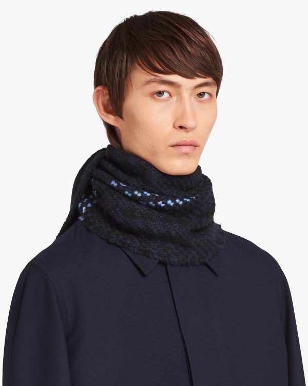 Navy Prince of Wales checked scarf - Image 2