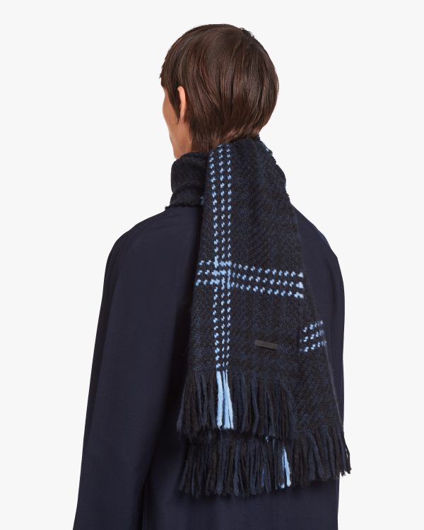 Navy Prince of Wales checked scarf - Image 3