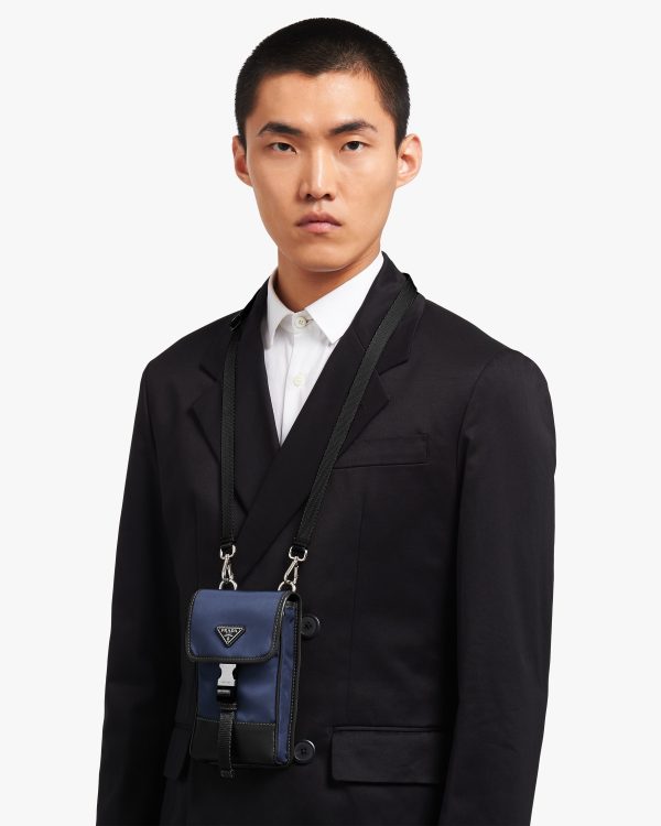 Navy Re-Nylon and Saffiano leather smartphone case - Image 2