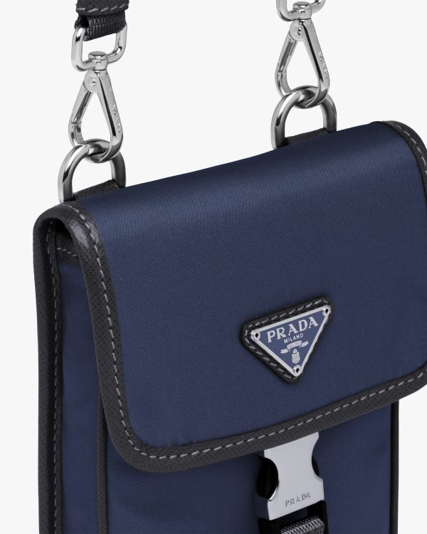 Navy Re-Nylon and Saffiano leather smartphone case - Image 5