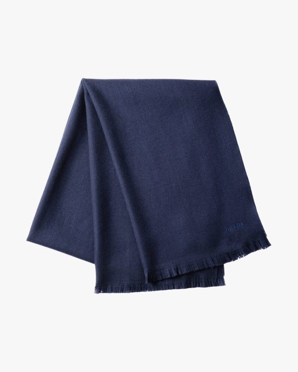 Navy Wool Twill Scarf