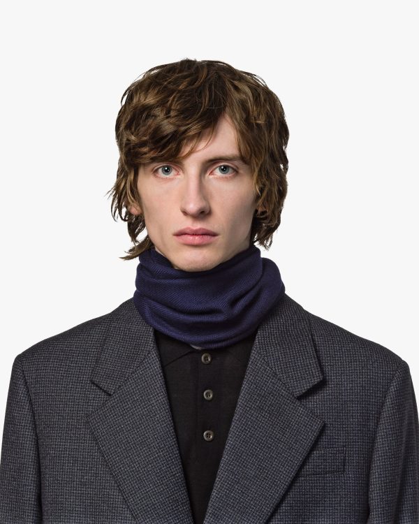 Navy Wool Twill Scarf - Image 2