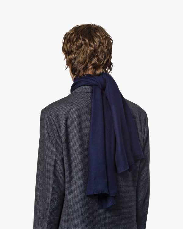 Navy Wool Twill Scarf - Image 3