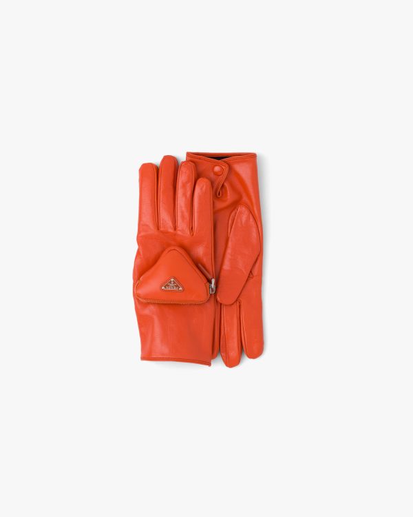 Orange Napa leather gloves