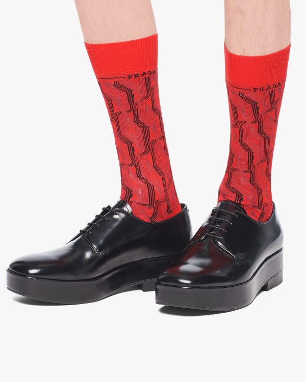 Red Superfine wool ankle socks - Image 2