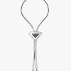 Silver Brushed leather bolo tie
