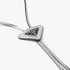 Silver Brushed leather bolo tie - Image 2
