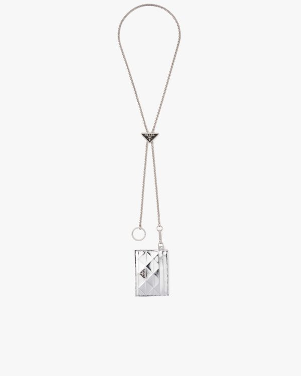 Silver Brushed leather credit card holder