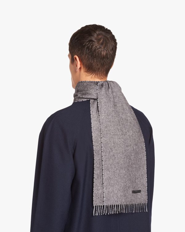 Slate Gray Double cashmere scarf - Image 3