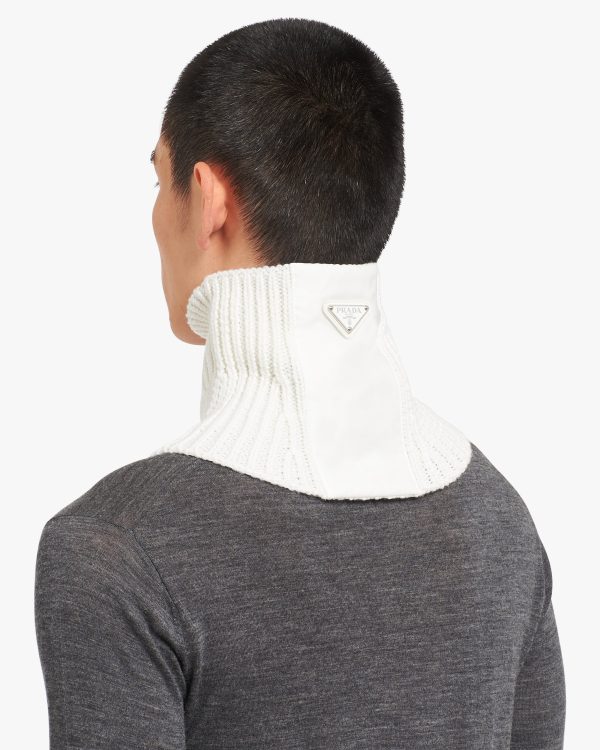 White Re-Nylon Gabardine and wool tube scarf - Image 3