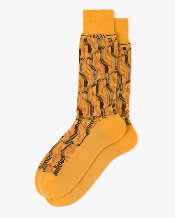 Yellow Superfine wool ankle socks