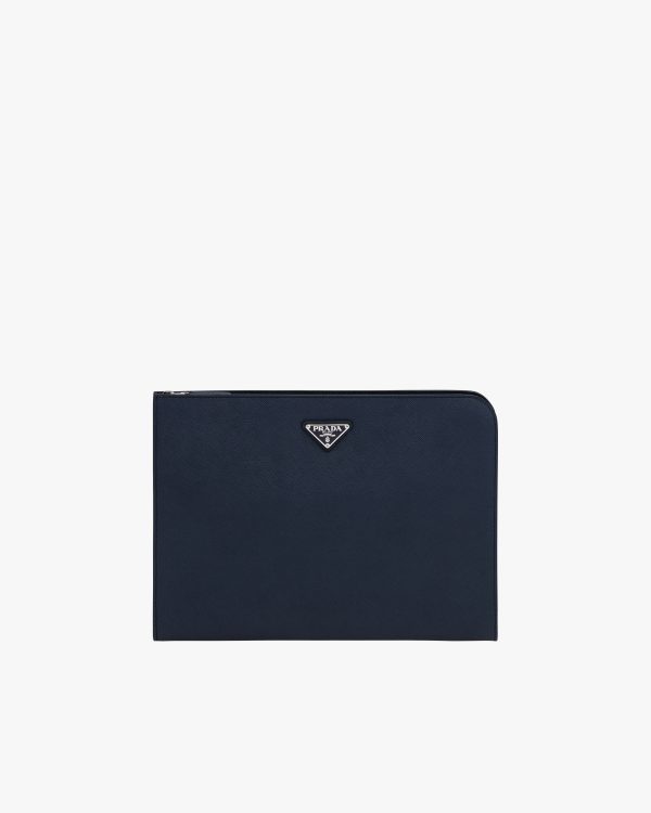 Baltic Blue Saffiano Leather Briefcase