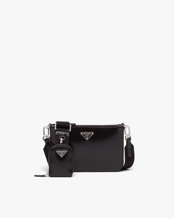 Black Brushed leather shoulder bag
