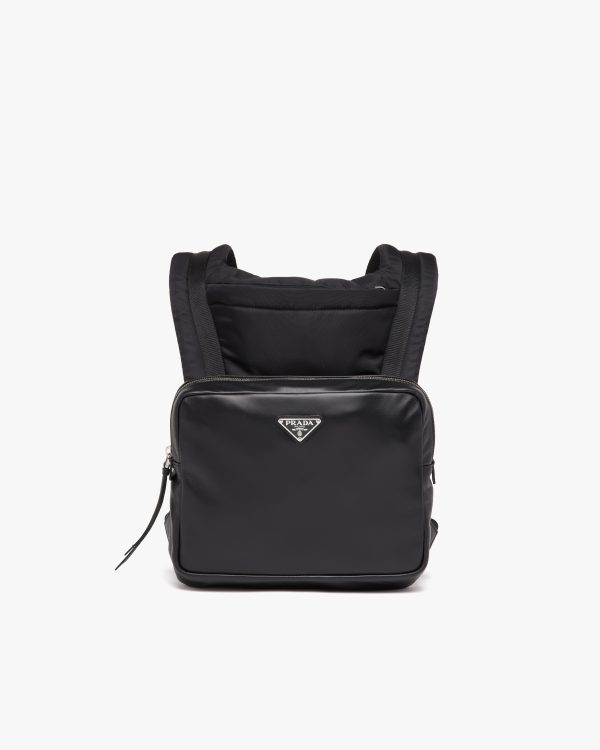 Black Leather backpack with hood