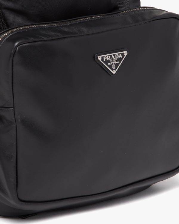 Black Leather backpack with hood - Image 2