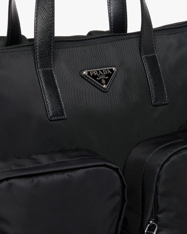 Black Nylon and Saffiano Leather Tote - Image 2