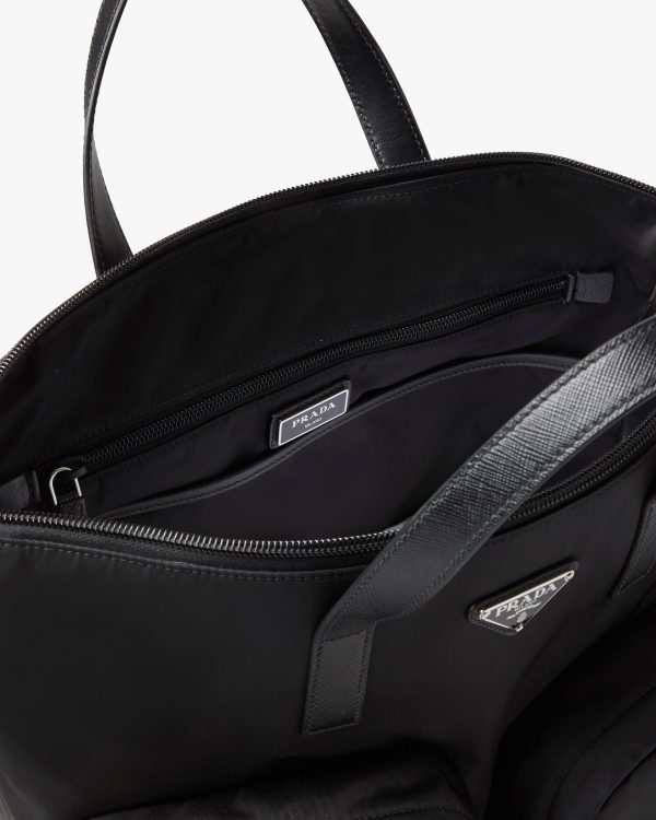 Black Nylon and Saffiano Leather Tote - Image 5