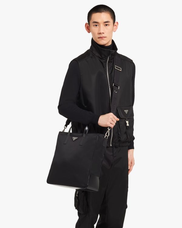 Black Re-Nylon and Leather tote - Image 2
