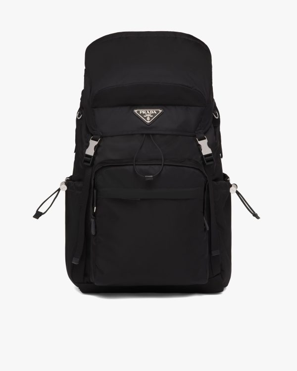 Black Re-Nylon and Saffiano leather backpack
