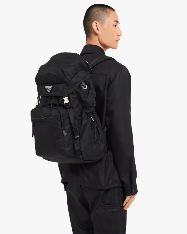 Black Re-Nylon and Saffiano leather backpack - Image 2