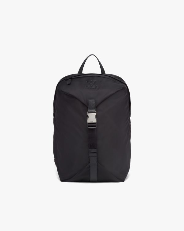 Black Re-Nylon and Saffiano leather backpack