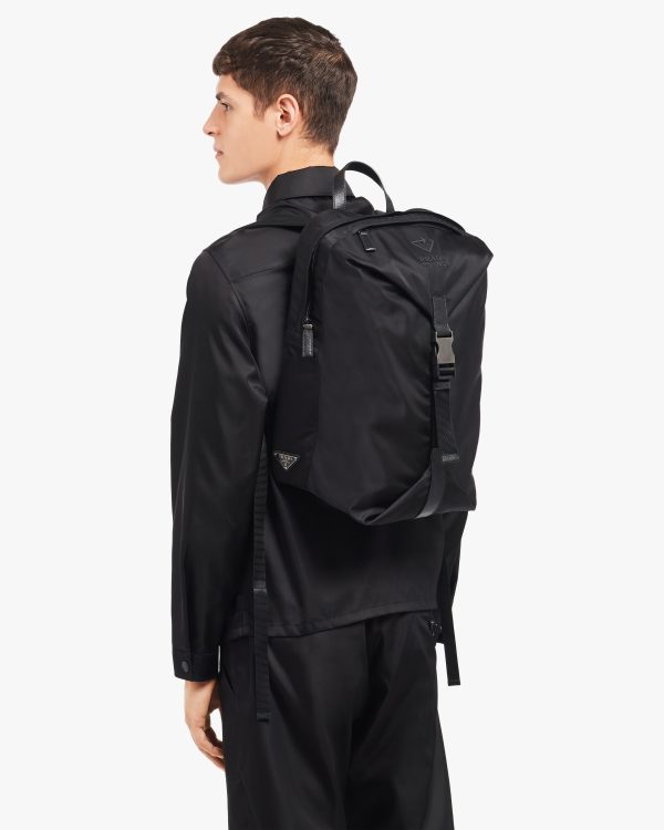Black Re-Nylon and Saffiano leather backpack - Image 2