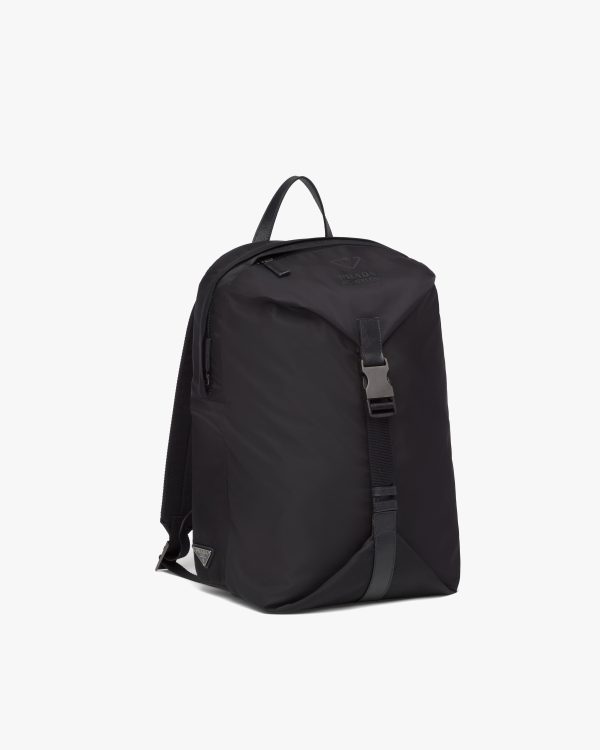 Black Re-Nylon and Saffiano leather backpack - Image 3
