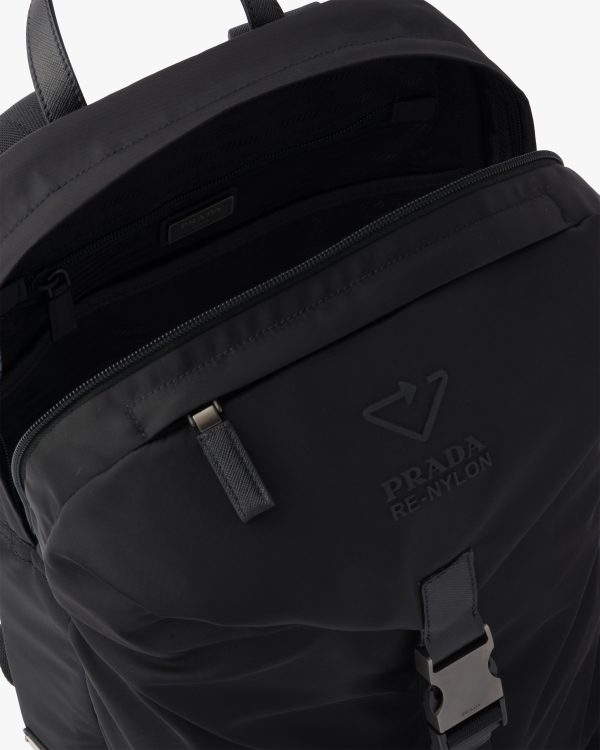 Black Re-Nylon and Saffiano leather backpack - Image 5