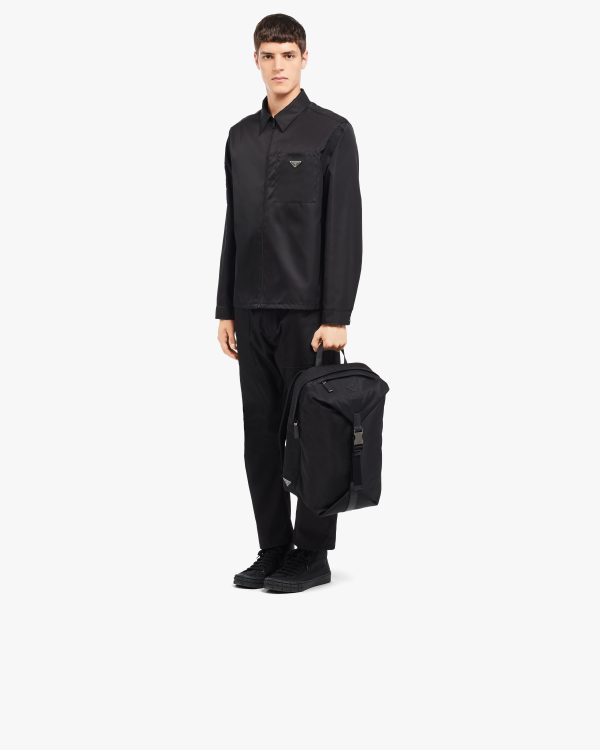 Black Re-Nylon and Saffiano leather backpack - Image 7