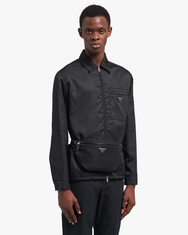 Black Re-Nylon and Saffiano leather belt bag - Image 2