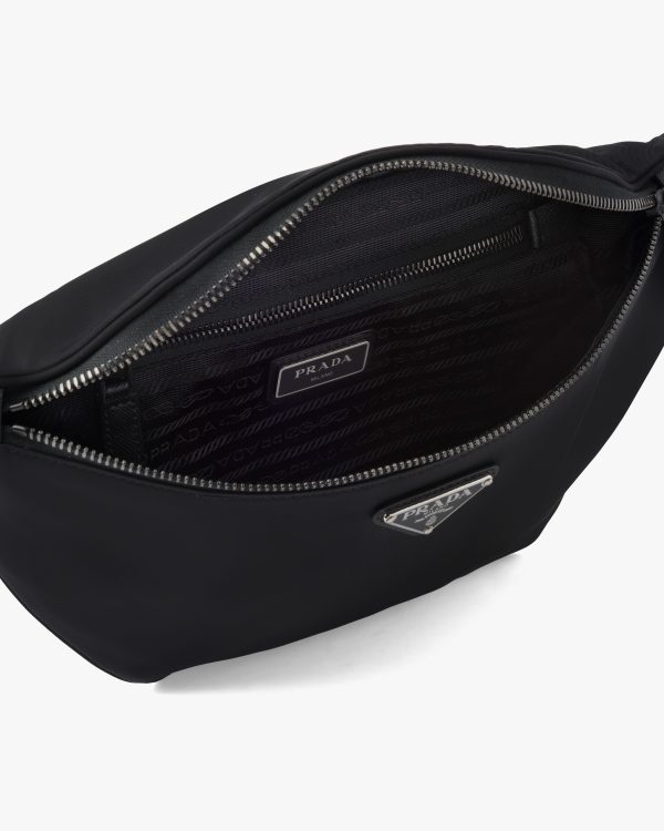 Black Re-Nylon and Saffiano leather belt bag - Image 5