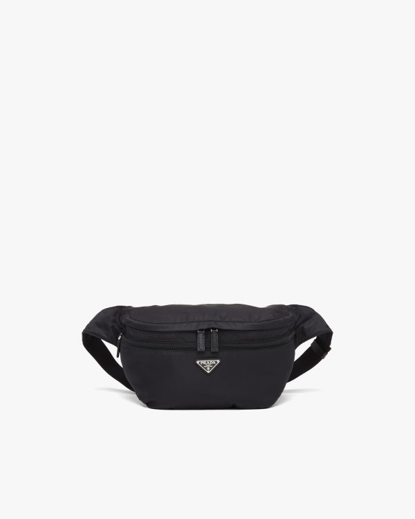 Black Re-Nylon and Saffiano leather belt bag