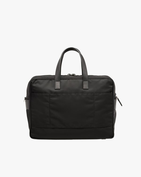 Black Re-Nylon and Saffiano leather briefcase - Image 4