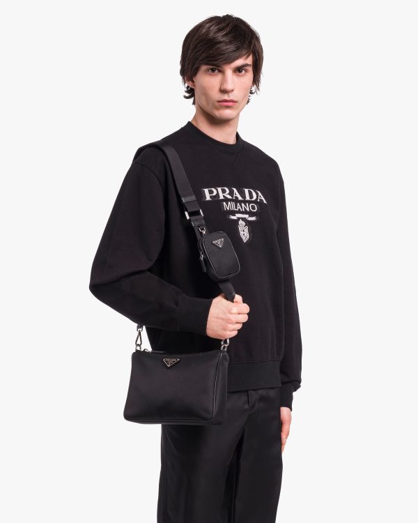 Black Re-Nylon and Saffiano leather shoulder bag - Image 2