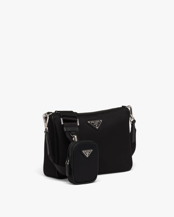 Black Re-Nylon and Saffiano leather shoulder bag - Image 3
