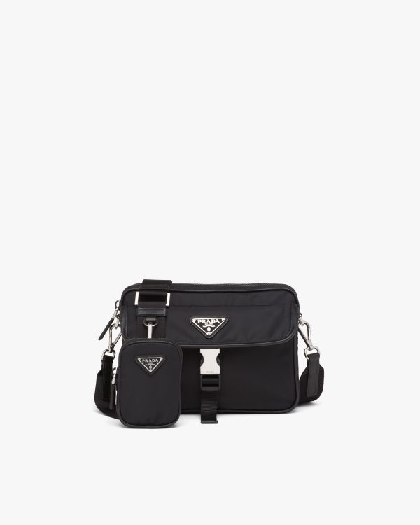 Black Re-Nylon and Saffiano leather shoulder bag