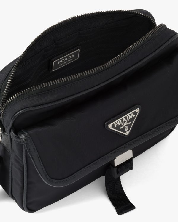 Black Re-Nylon and Saffiano leather shoulder bag - Image 5